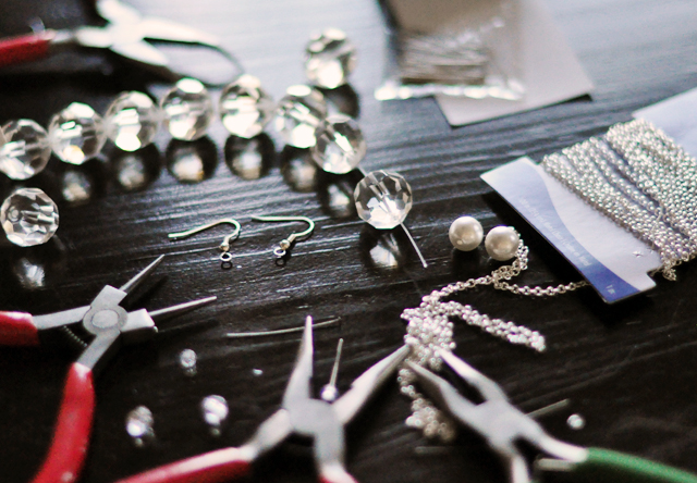 Crystal Ball Drop Earrings DIY - materials