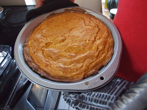 Pumpkin cheesecake, prior to chilling