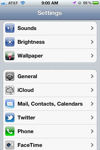 iPhone settings general