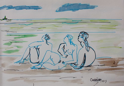 Three ladies on the beach