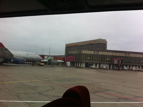 Driving over the tarmac at Moscow airport