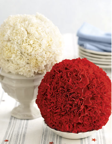 4th of July Ideas - 4th of July Carnation Balls from Country Living