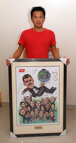 A2 size framed digital group caricatures for CSC