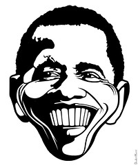 Barack Obama - Black & White Caricature