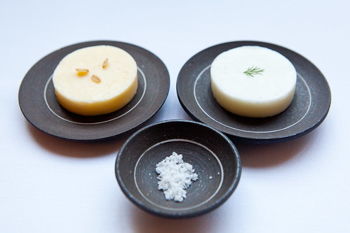 Goat's milk butter (right) and cow's milk butter (left)