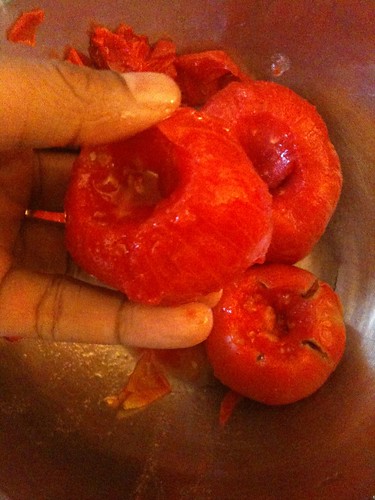 A peeled tomato