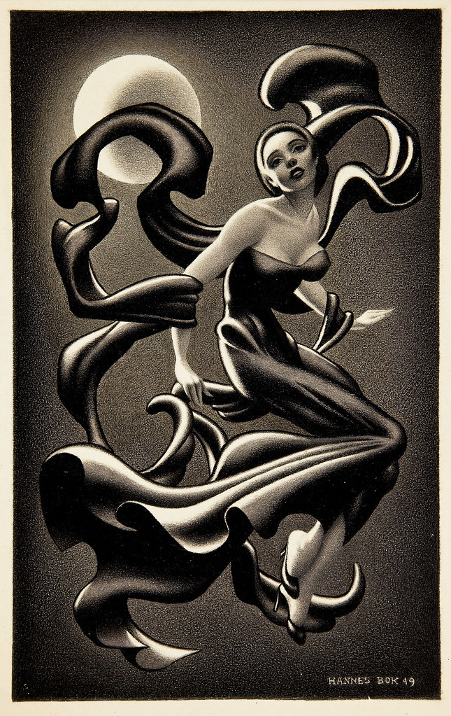 HANNES BOK - Woman Dancing, story illustration, 1949