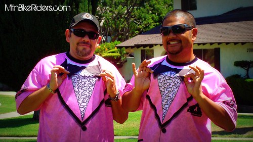 Pink tuxedo jerseys are perfect attire for work mountain biking weddings 