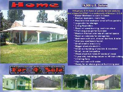 Inexpensive home and acrerage for sale