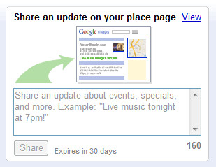 Google Place Page Status Update Interface