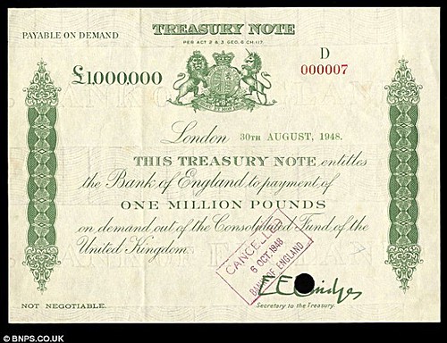 Million pound Treasury Note