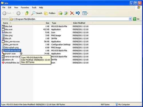 Running install-service.bat in Windows XP
