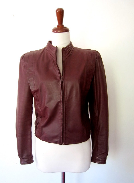 Burgundy Leather Jacket, vintage 70s