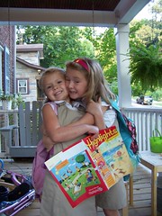 Q5 and C6 hugging on 1st day of school