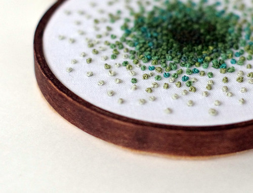 Green Embroidered French Knot Color Study by Sarah Hennessey