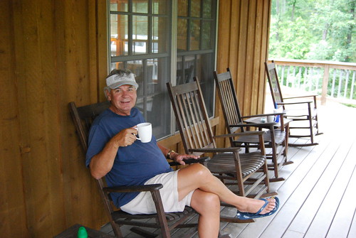 Relaxing on the porch at cabin #8