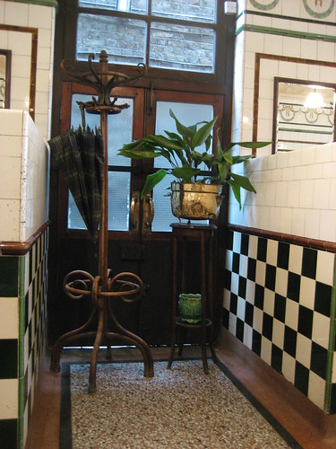 Coat stand and aspidistra in the pie & mash shop