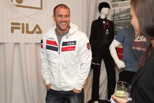 Lee Rumohr in the new Fila hoodie he picked out at the Fila Suite