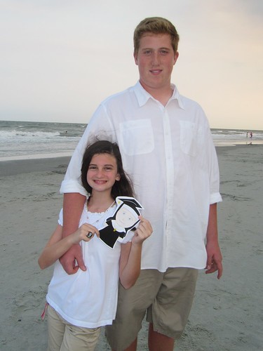 Cousins Katherine and McCauley with FC, South Carolina beach
