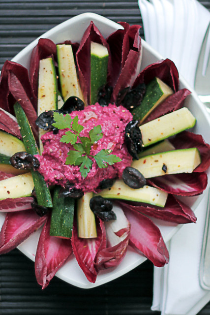 Courgettes, Red Chicory and Beetroot Cream