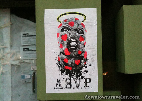 ASVP balaclava street art poster in NYC