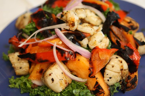 Grilled Cantaloupe and Shellfish Salad