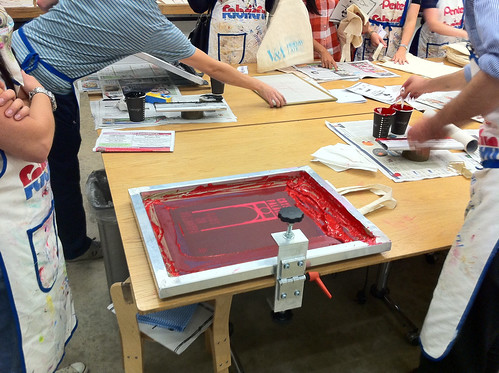 Screen-printing at the V&A's Failed Design screen-printing workshop.