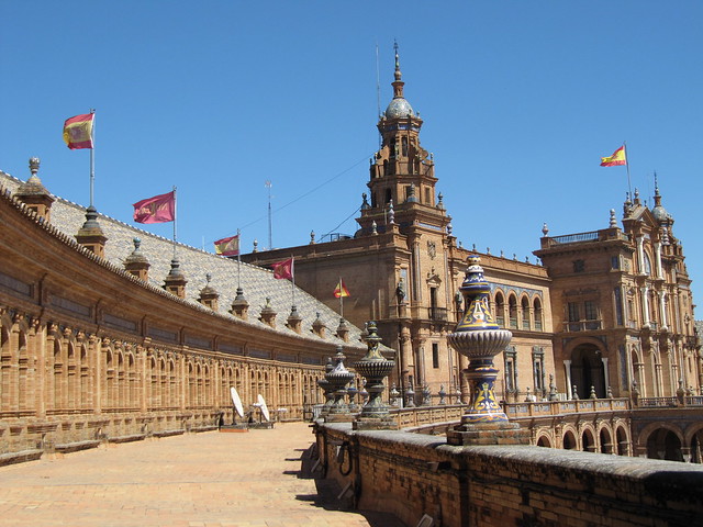 Plaza de Espana Seville flags