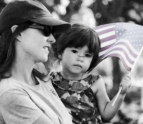 Downey 9/11 Program girl with flag