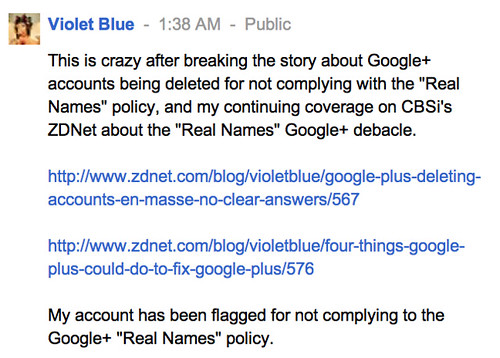 My account has been flagged for not complying to the Google+ 