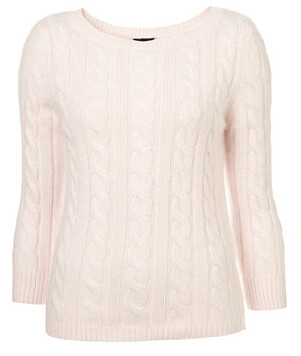 topshop pale pink knitted cable jumper 44.00