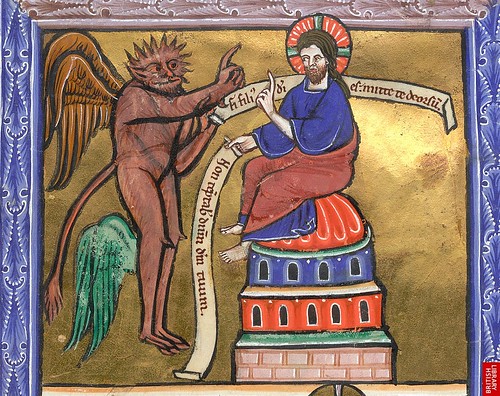 Devil-Temptation. Ehg, c.1240 Brit.Lib. by tony harrison