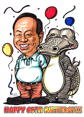 Birthday caricature for Heng Long with crocodile
