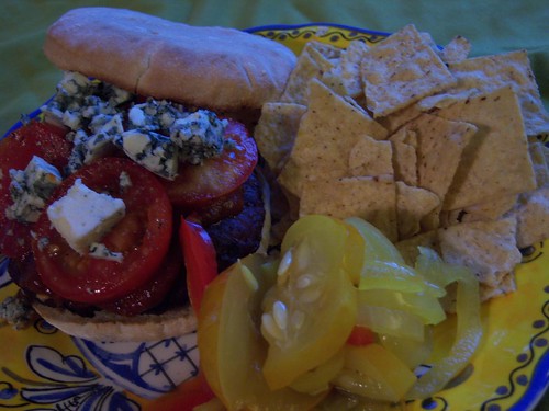 Blue Cheese Burger with Homemade Pickles