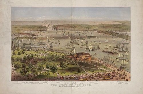 The Port of New York - birds eye view from the battery, looking South