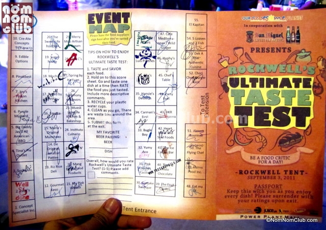 Rockwell's Ultimate Taste Test 2011 Score Sheet