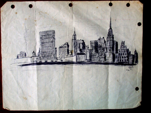 New York Skyline -pen and ink by rdavidschwartz