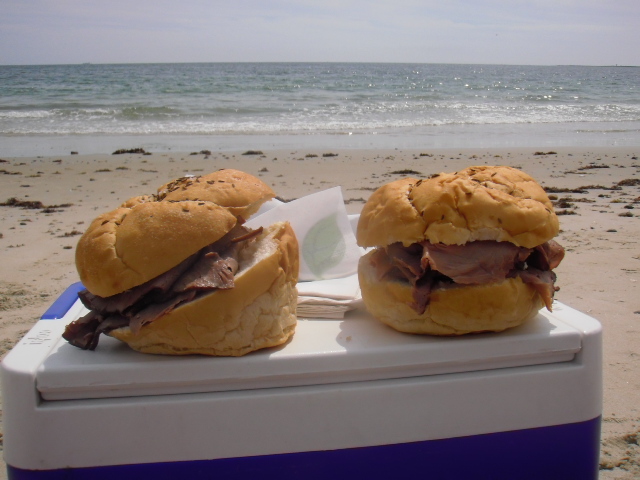 beef on weck on beach