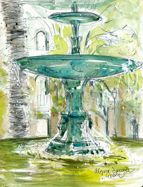 Lisbon, fountain at Alegria Square