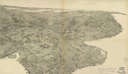 Bird's-eye-view of the borough of Brooklyn showing parks, cemeteries, principal buildings, suburbs. (signed Geo Welch)
