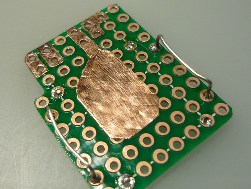 fake pcb out of perfboard and copper tape