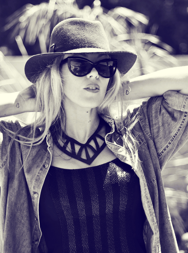 leather statement necklace - sunglasses-hat