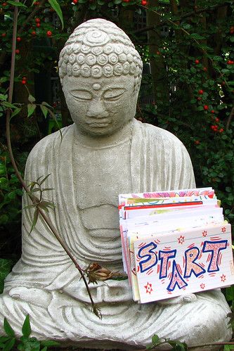 Buddha looks after the index cards