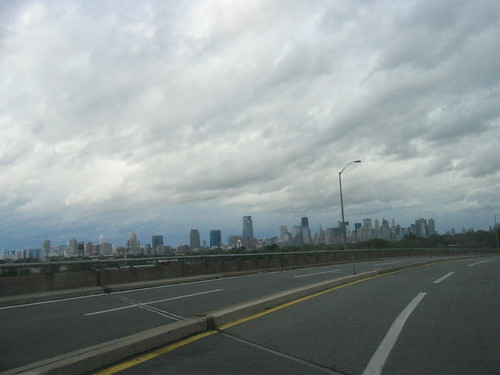 Near the turnpike, Jersey City and Manhattan in the distance
