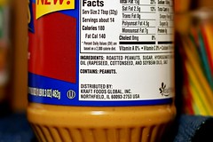 Ingredient panel on Peanut Butter label