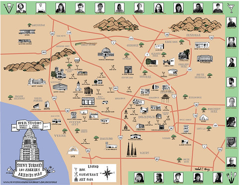 Steve Turner's Los Angeles Artists Map by Michael C. Hsiung