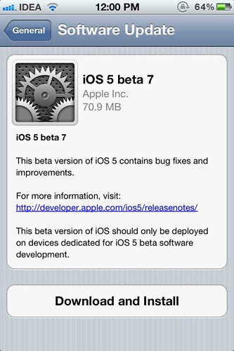 iOS 5 Beta 7 OTA
