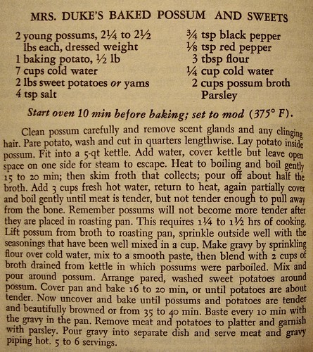 Wondering how to cook that possum?