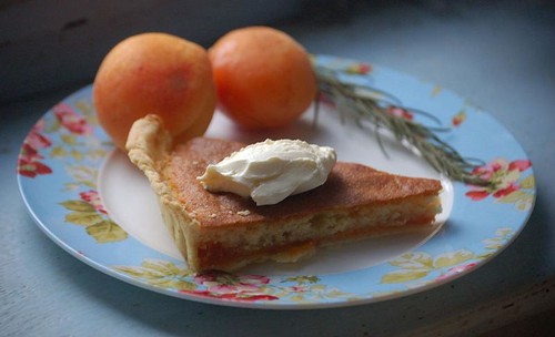 Rosemary-spiked apricot and almond tart