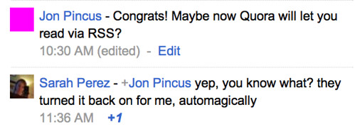 Congrats! Maybe now Quora will let you read via RSS?
